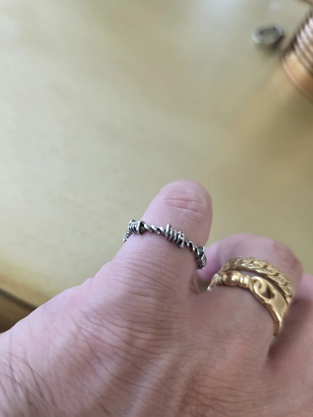 Silver Twisted Thorns Ring - Delicate Women's Band